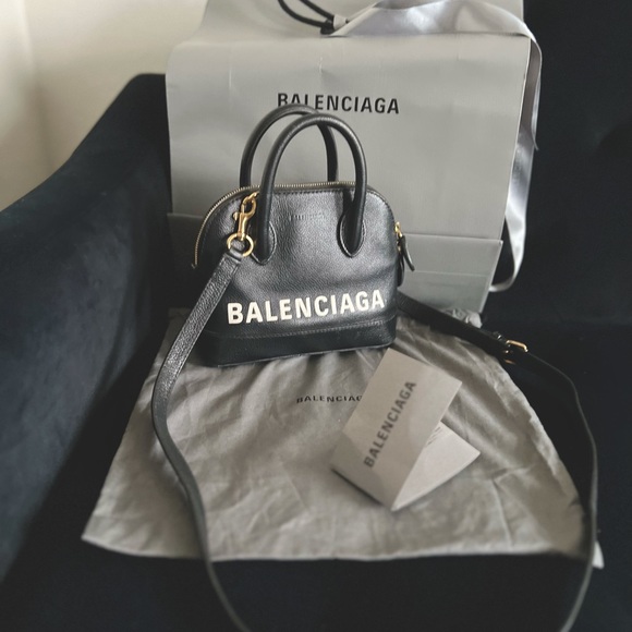 Handbags - Balenciaga Ville XXS Black and White Small Grain Calfskin